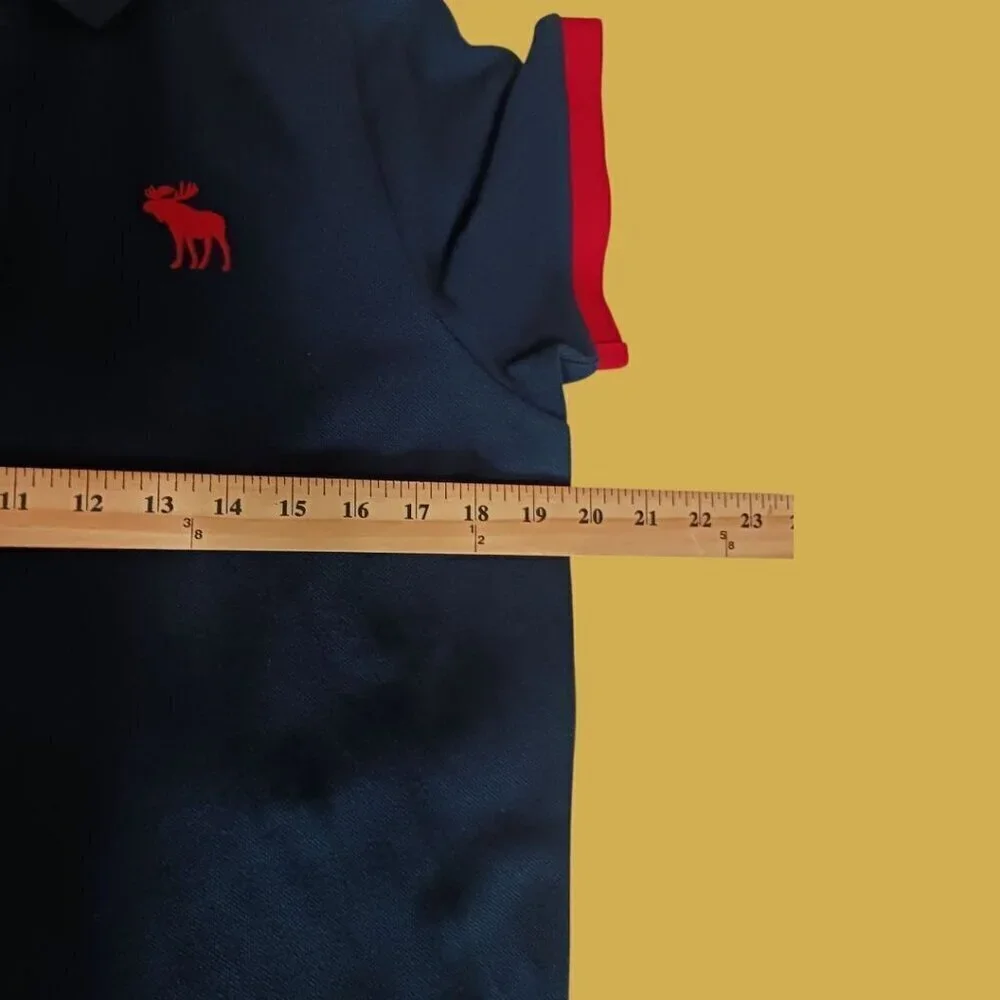 Abercrombie & Fitch Muscle Polo Shirt XL Casual Boy Navy/red  XLarge